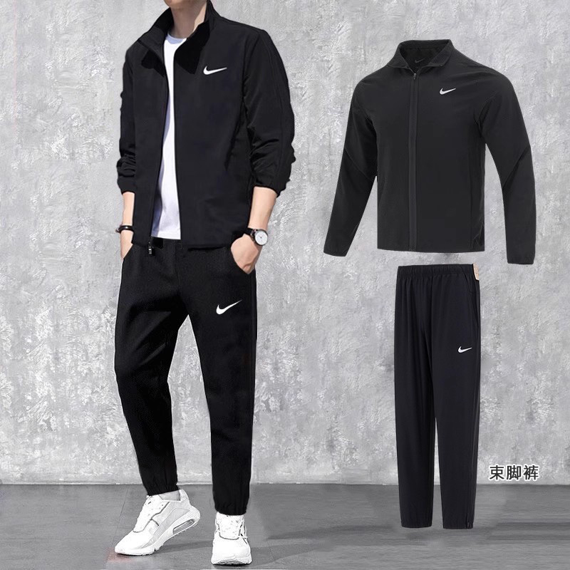 Nike耐克运动套装男装秋季速干立领外套宽松长裤两件套休闲男套装