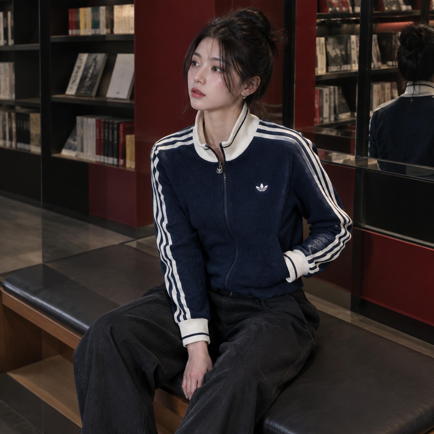 阿迪达斯三叶草针织夹克外套2026秋季新款立领运动服上衣KX6883