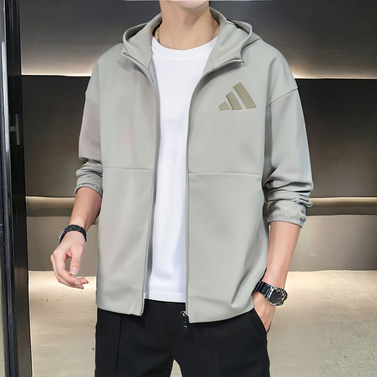 阿迪达斯男装开衫外套2025秋季新款ZNE运动服休闲连帽夹克JW4720