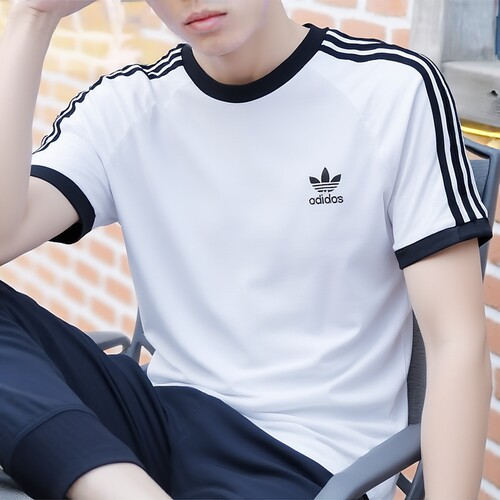 Adidas阿迪达斯三叶草短袖男装新款透气休闲服T恤运动上衣KB2460