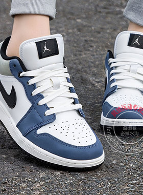 NIKE耐克AJ1女鞋2025冬季新款白蓝轻便低帮休闲运动篮球鞋 HV5973