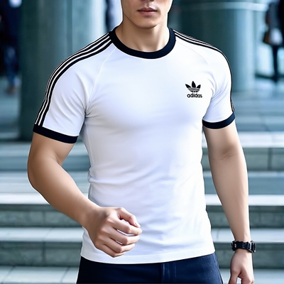 adidas阿迪达斯三叶草男子上衣修身圆领运动休闲短袖T恤KB2460