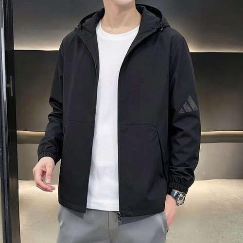 adidas阿迪达斯新款男装风衣袋鼠口袋连帽梭织跑步运动夹克JM3936