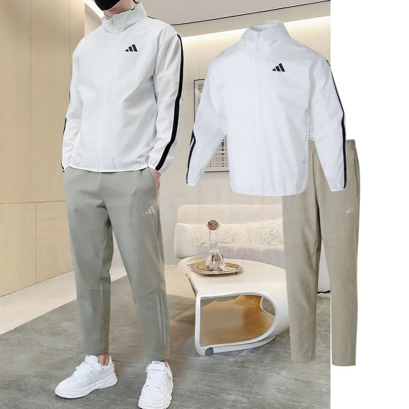 adidas阿迪达斯运动套装男装白色外套直筒长裤子25春休闲宽松跑步,运动服/休闲服装,运动套装,淘宝优惠券,粉丝福利购,淘宝优惠卷