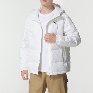 彪马黑色短款羽绒服男装白色25冬季新款运动服保暖外套692811-02