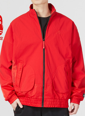 阿迪达斯红色外套男2025冬季新年款防风运动本命年加绒夹克HZ3039