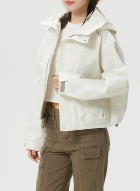 MLB白色梭织短款外套新款连帽夹克工装运动服休闲上衣3FWJB0161