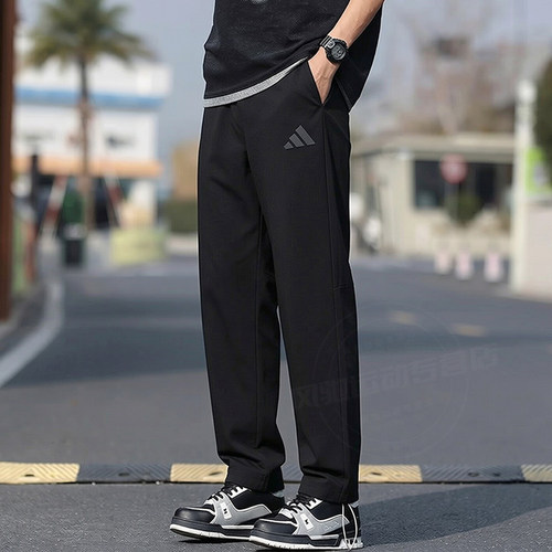Adidas男裤梭织长裤26新款直筒裤跑步运动裤休闲裤KU8499