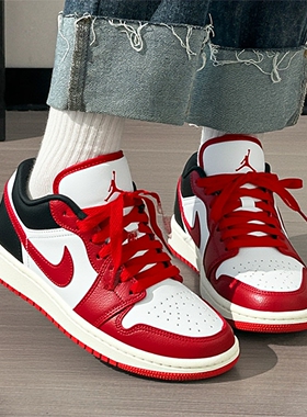 NIKE耐克女鞋26新款红色新年款AIR JORDAN 1运动篮球鞋DC0774-160