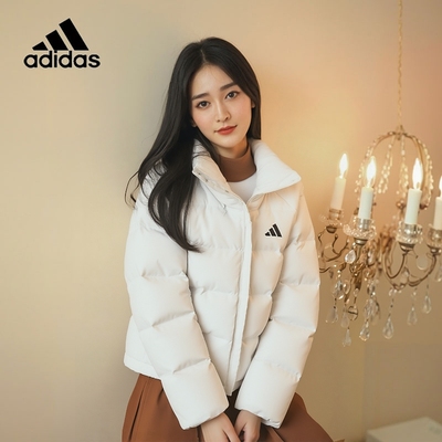 Adidas阿迪达斯女子白色短款羽绒服运动休闲外套保暖面包服KH3977