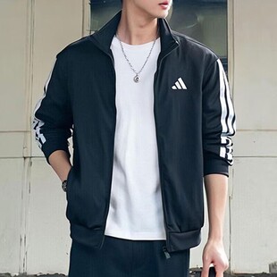 Adidas/阿迪达斯男子梭织耐磨运动服休闲跑步立领夹克外套JI8816