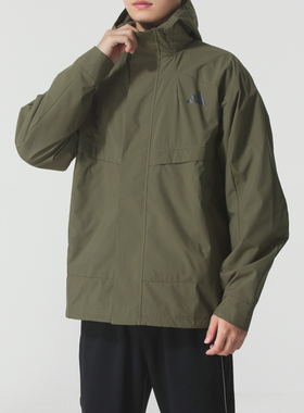 阿迪达斯梭织夹克外套男25新款冬季绿色连帽保暖加绒运动服KB7625