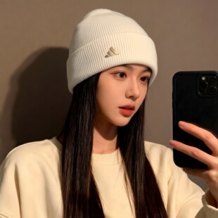adidas阿迪达斯帽子冬季骑行保暖毛线帽男女帽套头绒线帽休闲冷帽