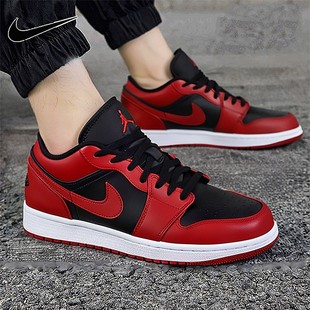 NIKE耐克男鞋官方板鞋休闲鞋25新款红色AJ1运动篮球鞋553558-166