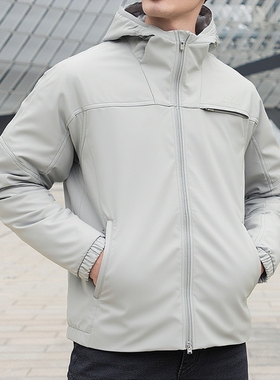 阿迪达斯男装梭织夹克外套25新款加绒保暖运动服连帽外套KG5179