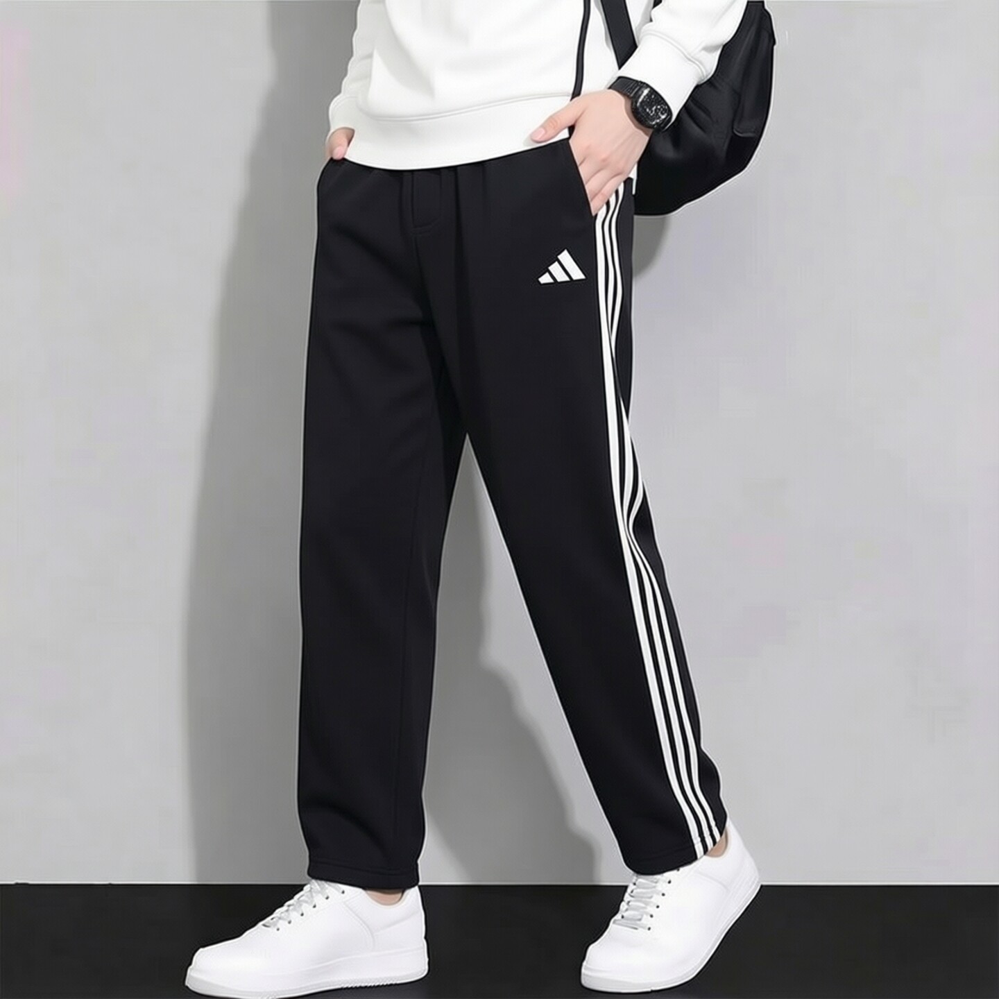 阿迪达斯男子运动裤2026春秋款针织长裤户外出行跑步训练耐磨长裤