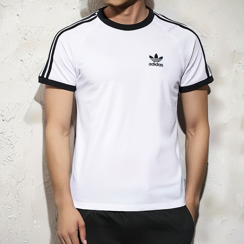adidas阿迪达斯短袖白T恤男上衣25春新款三叶草跑步运动服KB2460