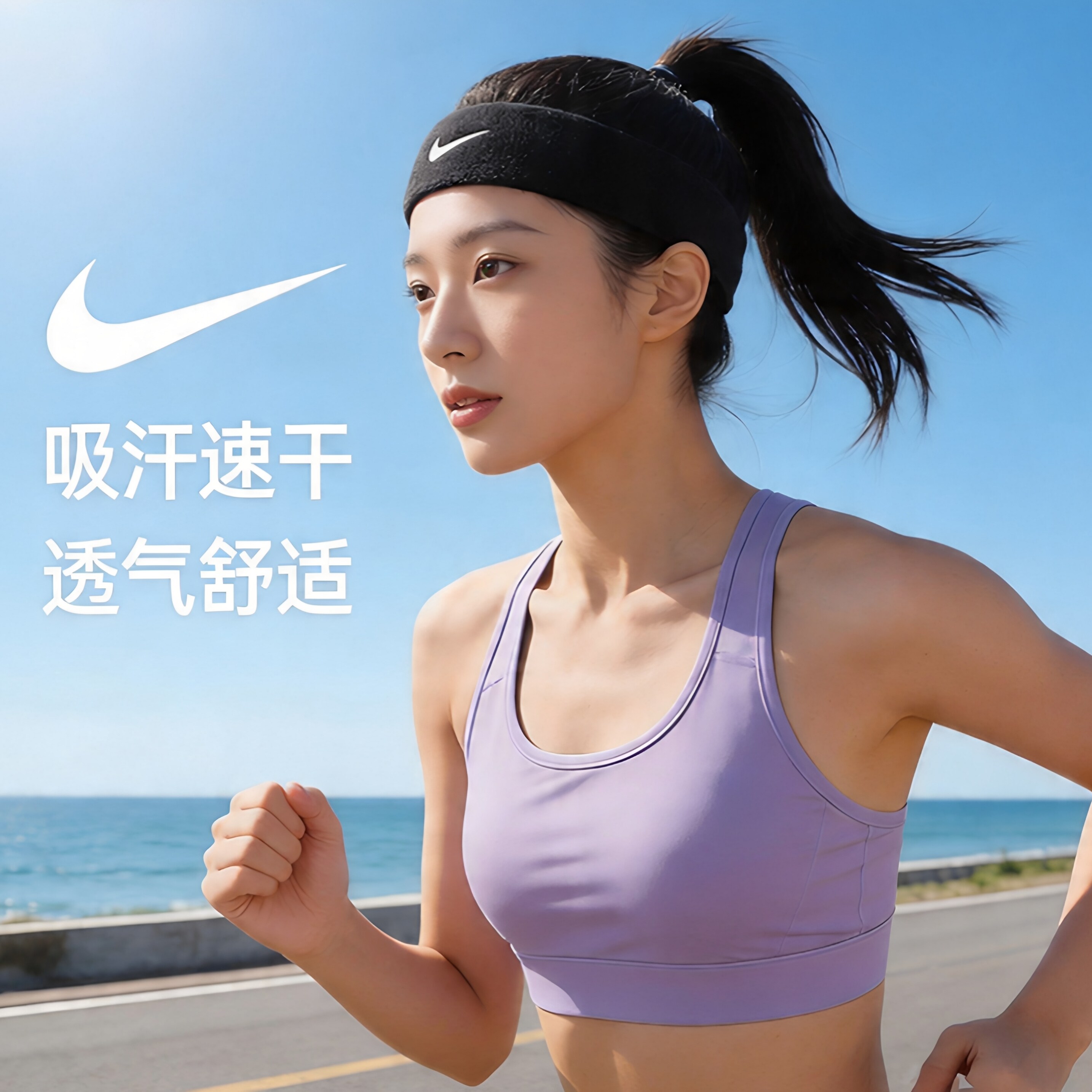 NIKE耐克男女士运动头带新款吸汗速干透气黑色束发带健身训练配件