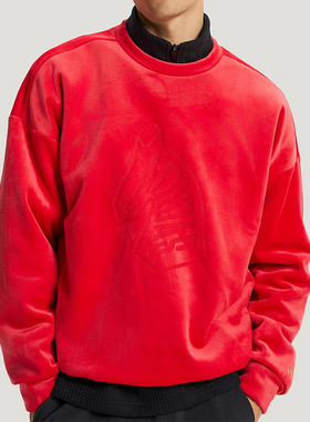 adidas阿迪达斯男装红色圆领卫衣2026春季新年款运动套头衫KE4069