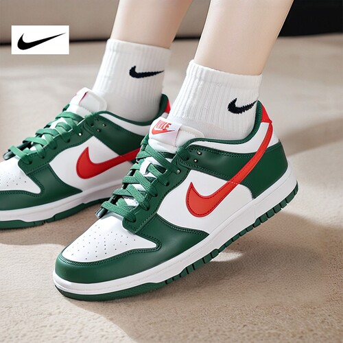 正品耐克女鞋2026冬新款DUNK LOW GS运动绿色休闲板鞋 IO7453-323