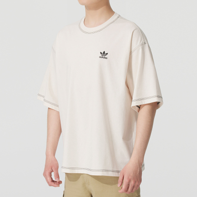 阿迪达斯三叶草2026春季男款健身训练T恤圆领运动休闲短袖JW0970