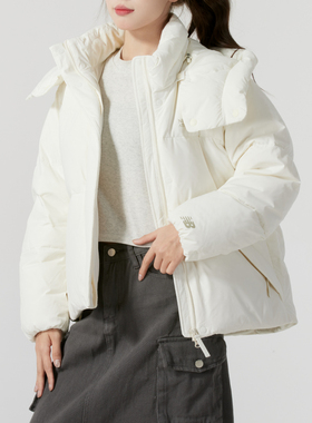 NEW BALANCE女装白色短款羽绒服25春新款运动保暖厚外套NPE43012