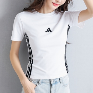 运动白色半袖 春季 棉质T恤JE1239 女2026新款 阿迪达斯官网旗舰短袖