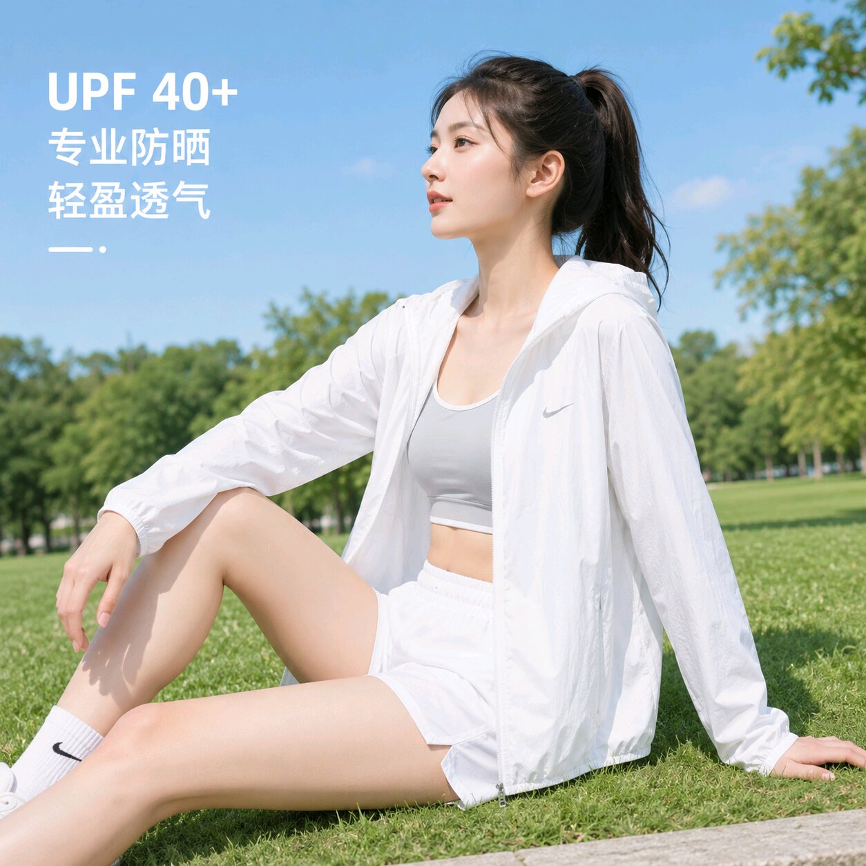 NIKE耐克女装梭织夹克防晒衣服2026夏新款皮肤衣跑步训练运动外套