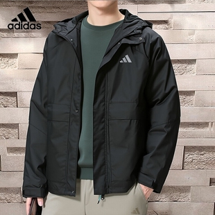 阿迪达斯男装加绒外套2026新款保暖宽松运动服休闲连帽夹克KR2493