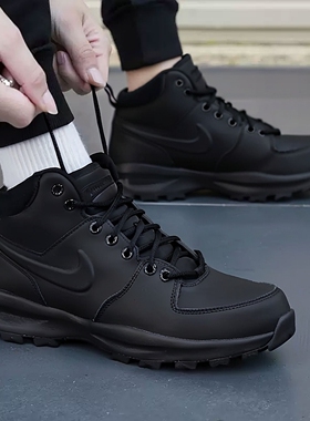 NIKE耐克男子MANOA LEATHER黑色高帮运动休闲雪地鞋HF7095-001