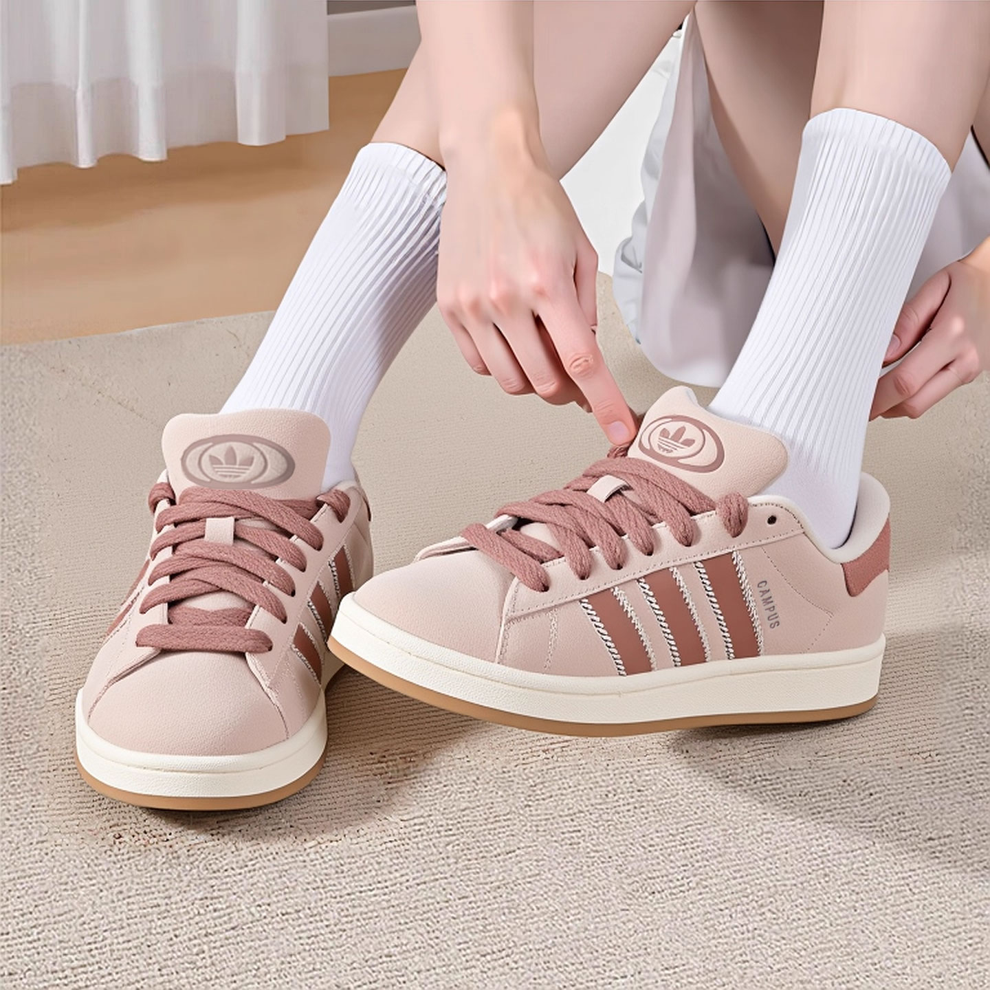 Adidas阿迪达斯三叶草女鞋25秋冬新款绒面革复古运动休闲鞋JQ5804