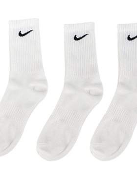 NIKE耐克白色袜子男袜女休闲袜2025冬季新款3双装运动袜SX7676