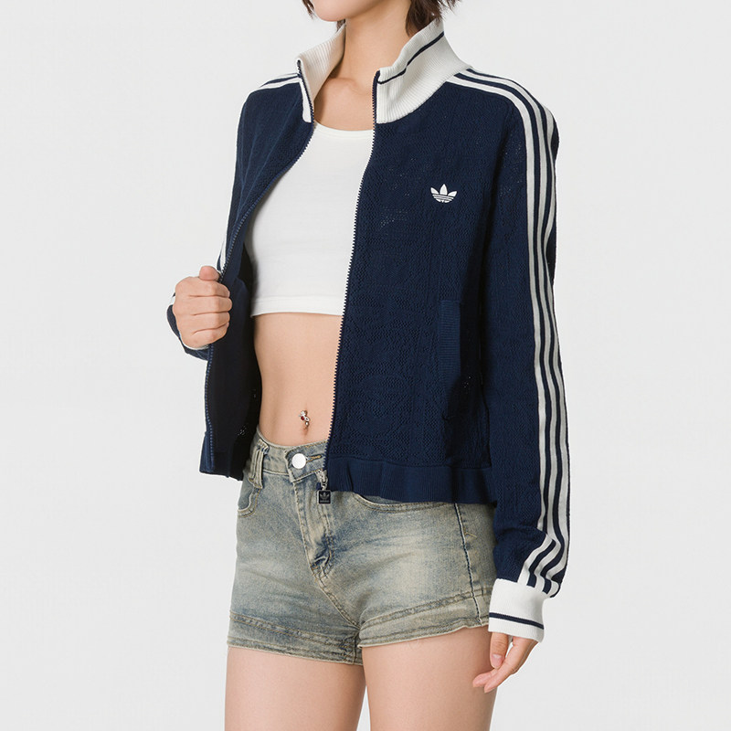 阿迪达斯三叶草针织夹克外套2026秋季新款立领运动服上衣KX6883