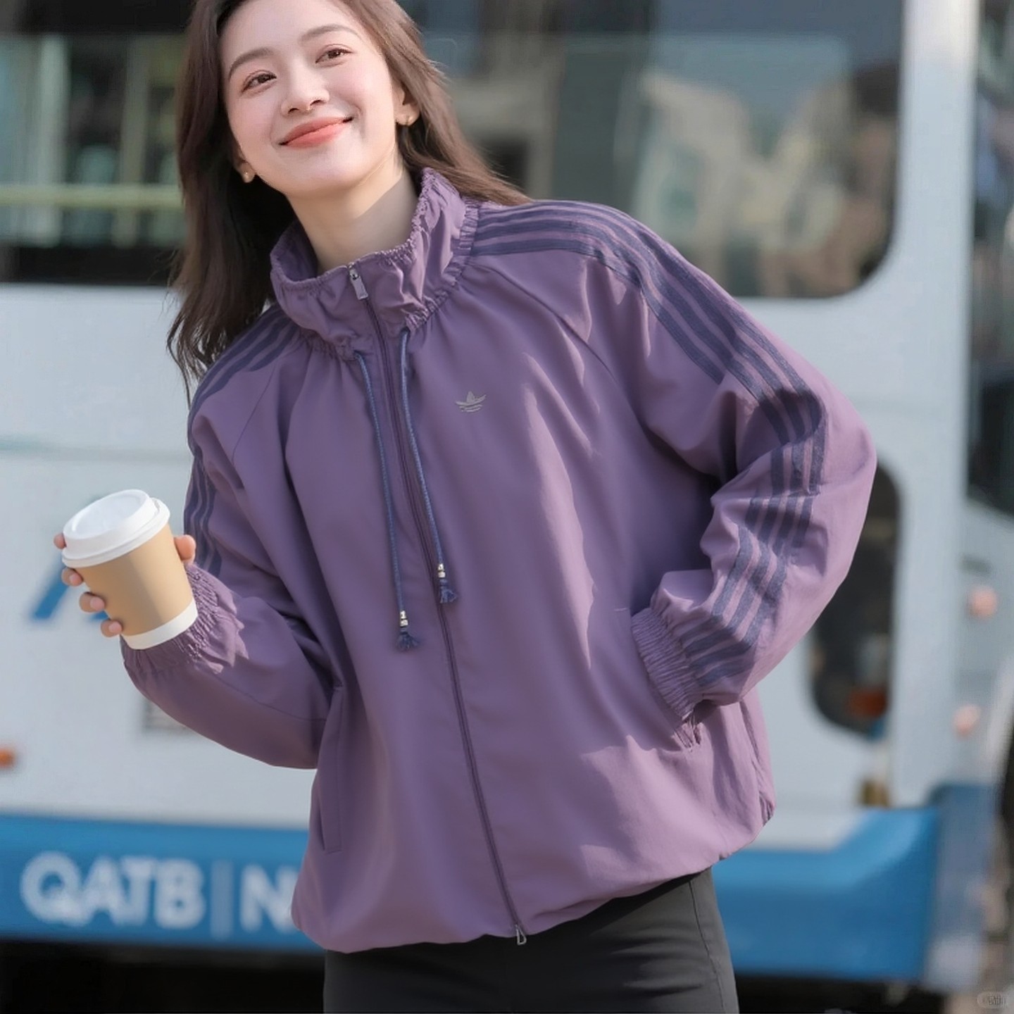 阿迪达斯三叶草女装26秋季新款紫罗兰梭织夹克外套休闲上衣KR2626图片