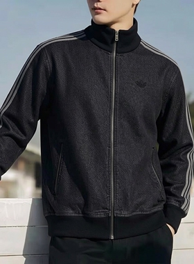 阿迪达斯三叶草男子牛仔夹克26新款宽松纯棉透气休闲外套KD1516