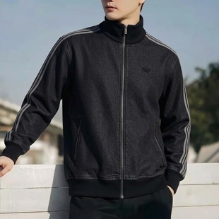 阿迪达斯三叶草男子牛仔夹克26新款宽松纯棉透气休闲外套KD1516