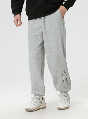 MLB针织长裤子男女裤春季灰色收口裤跑步运动裤休闲裤3APTM0161