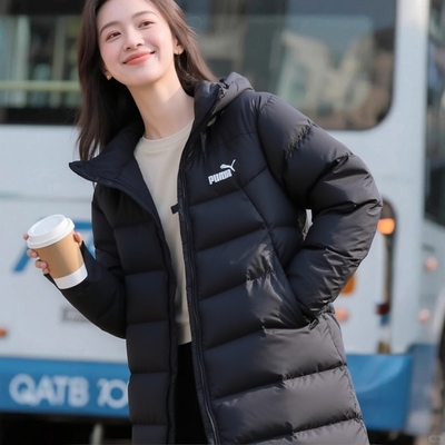 PUMA彪马长款羽绒服男2025冬季男士加厚情侣过膝运动外套女672435