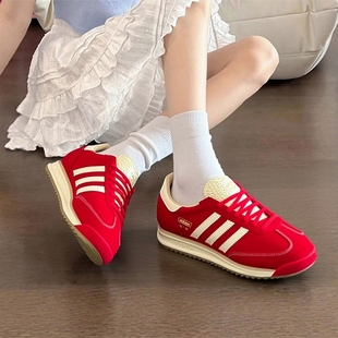 德训鞋 红色新年款 25冬季 厚底运动鞋 JQ9823 阿迪达斯男鞋 休闲鞋 女鞋