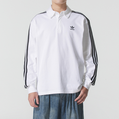 阿迪达斯三叶草男装白色长袖T恤POLO衫26秋新款美式运动服IZ2459