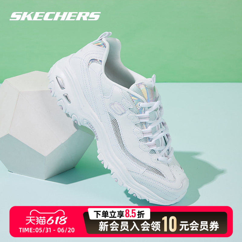思凯奇熊猫鞋女鞋斯凯奇正品小白鞋2026夏季透气网面运动鞋厚底