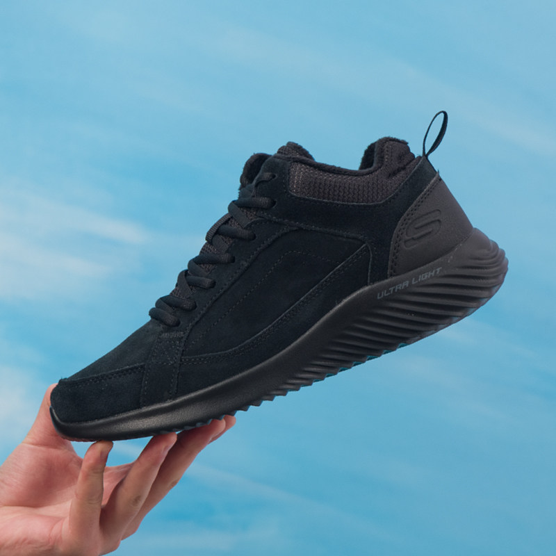 斯凯奇（Skechers）加绒男鞋秋季新款中帮靴官方正品休闲鞋 耐