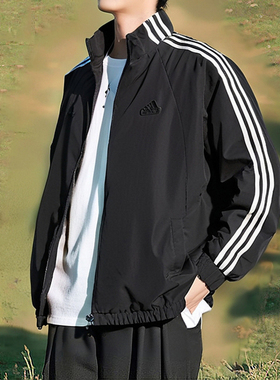 阿迪达斯男装夹克2025冬季新款立领运动服情侣休闲梭织外套JI6646