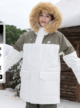 NB派克羽绒服男女装冬季保暖连帽运动服休闲厚外套毛领AMJ44300