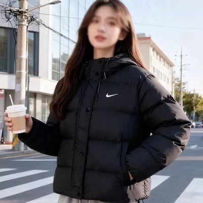 NIKE耐克女装黑色短款连帽羽绒服25秋冬运动休闲保暖厚外套IH0728