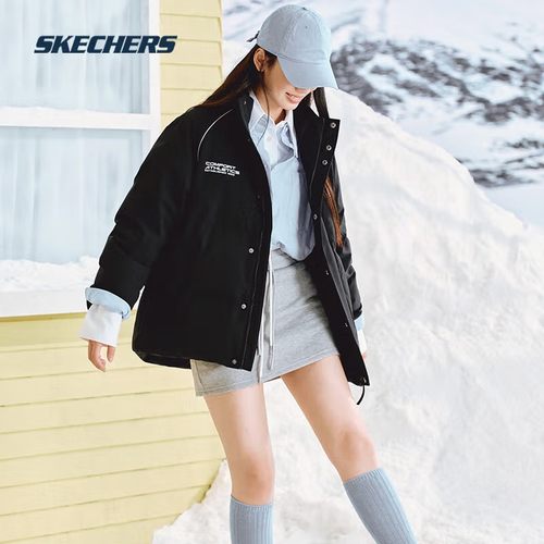 Skechers斯凯奇男女短款羽绒服2025冬季新款保暖立领外套P425U041