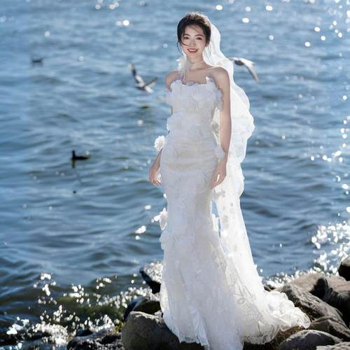 海景超仙气质高级感鱼尾礼服裙