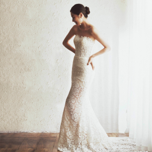 新娘结婚蕾丝鱼尾礼服 影楼室内主题服装 法式 旅拍轻婚纱2025新款