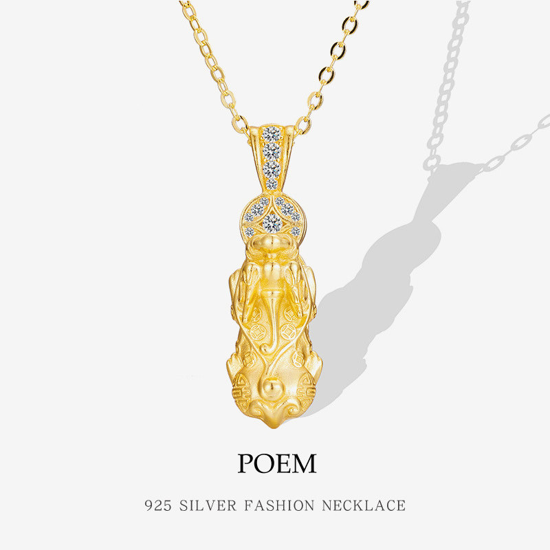 S925纯银貔貅项链女新中式国潮