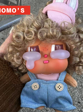 MOMOS哭娃假发哭娃假发咕噜咕噜头发CRYBABY牛仔背带裤潮玩娃衣
